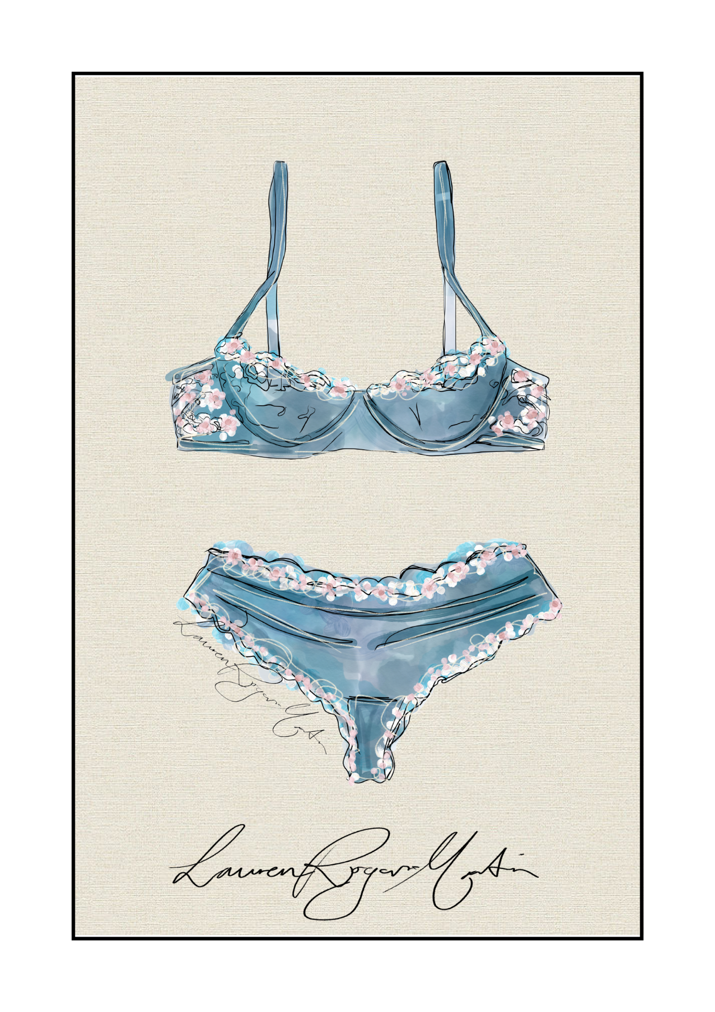 Blue Lingerie Poster Print