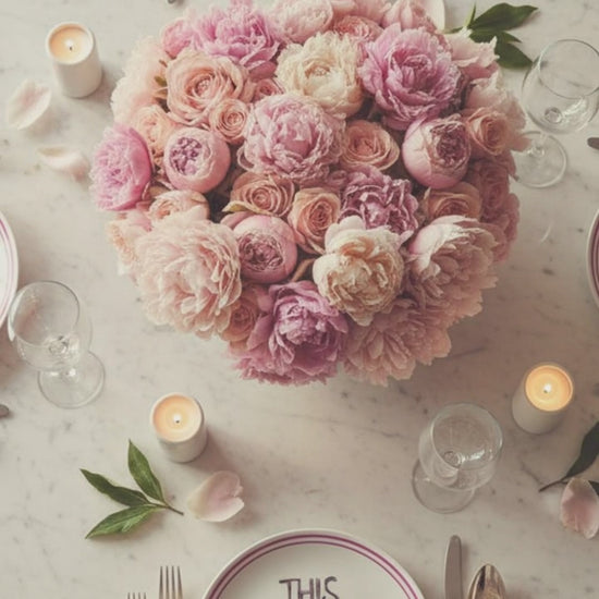 Pink abstract art bone china plate — limited edition This Ain’t The Ritz by Lauren Rogers-Martin.